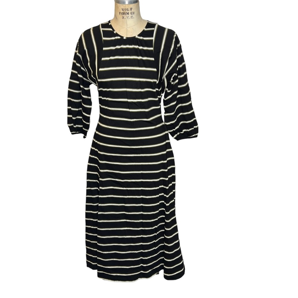 Alexa Chung black striped maxi dress